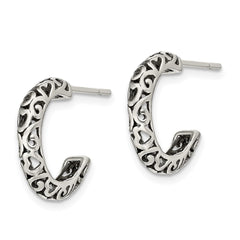 QE8597 Sterling Silver Antique Post Hoop Earrings