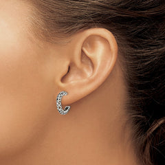 QE8597 Sterling Silver Antique Post Hoop Earrings