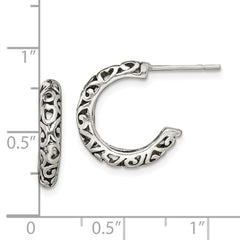 QE8597 Sterling Silver Antique Post Hoop Earrings
