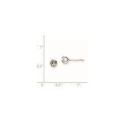 QE8617 Sterling Silver Rhodium Plated 5mm Diamond Cut Post Earrings