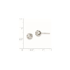 QE8618 Sterling Silver Rhodium Plated 7mm Diamond Cut Post Earrings