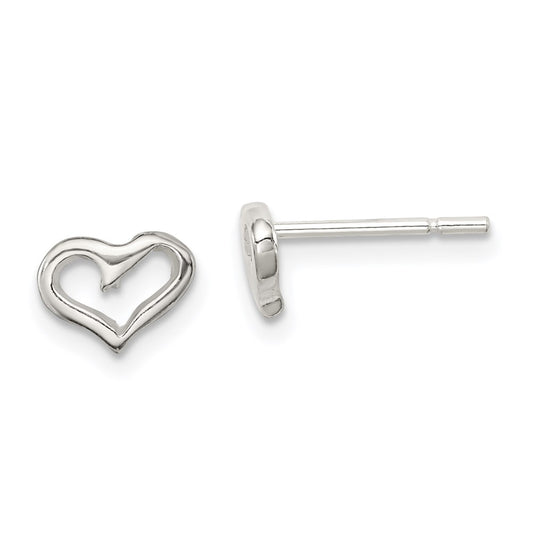 QE8622 Sterling Silver Polished Open Heart Children's Post Earrings