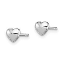 QE8627 Sterling Silver Rhodium-plated Polished Heart Post Earrings