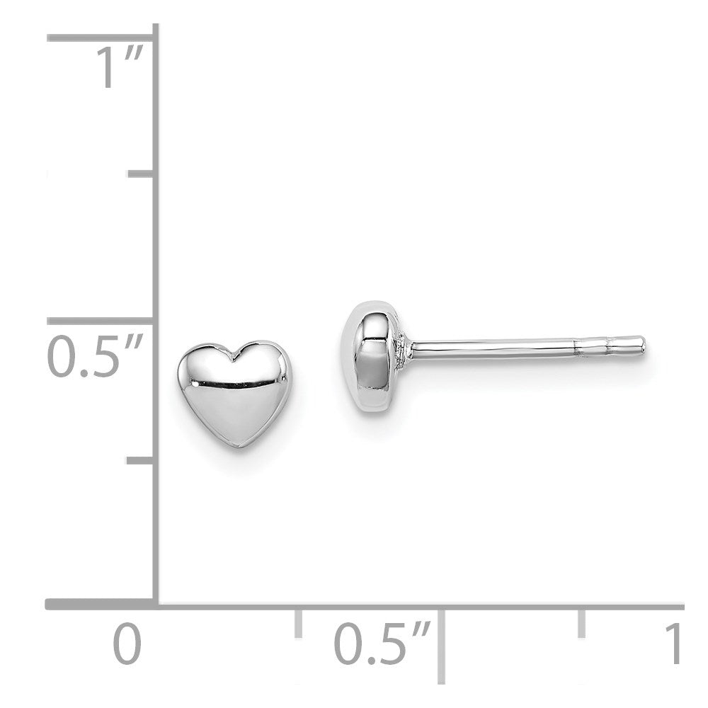 QE8627 Sterling Silver Rhodium-plated Polished Heart Post Earrings