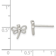 QE8638 Sterling Silver Polished Dragonfly Children's Post Earrings