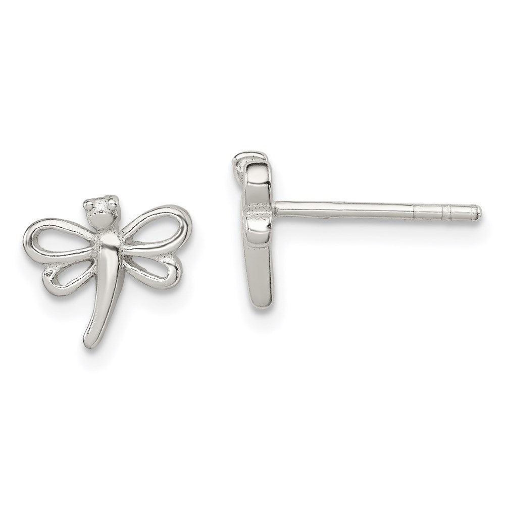 QE8638 Sterling Silver Polished Dragonfly Children's Post Earrings