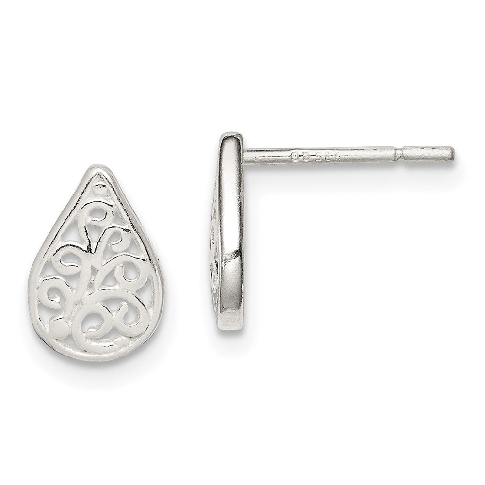 QE8652 Sterling Silver Filigree Post Earrings