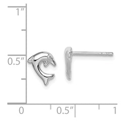 QE8668 Sterling Silver Rhodium-plated Polished Dolphin Post Earrings