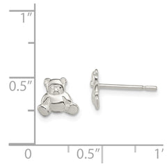 QE8676 Sterling Silver Polished Teddy Bear Children's Post Earrings