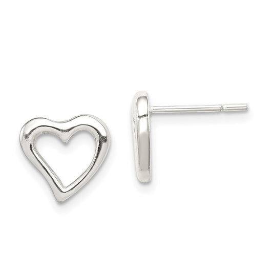 QE8698 Sterling Silver Heart Post Earrings