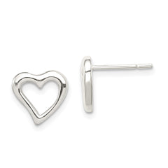 QE8698 Sterling Silver Heart Post Earrings