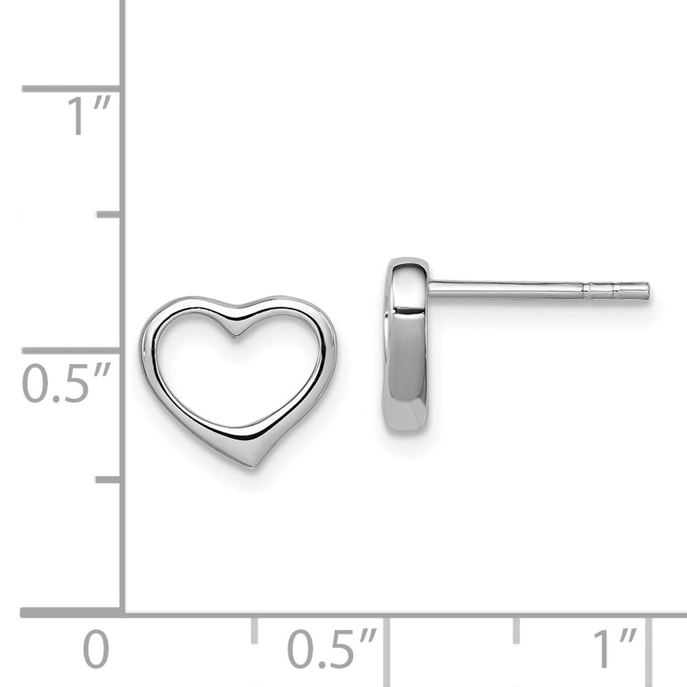 QE8727 Sterling Silver Rhodium Plated Open Heart Post Earrings
