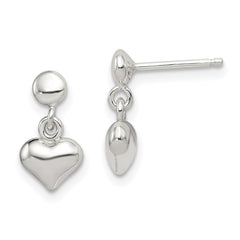 QE8728 Sterling Silver Dangle Heart Post Earrings