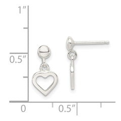QE8730 Sterling Silver Dangle Heart Post Earrings