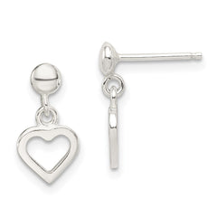 QE8730 Sterling Silver Dangle Heart Post Earrings