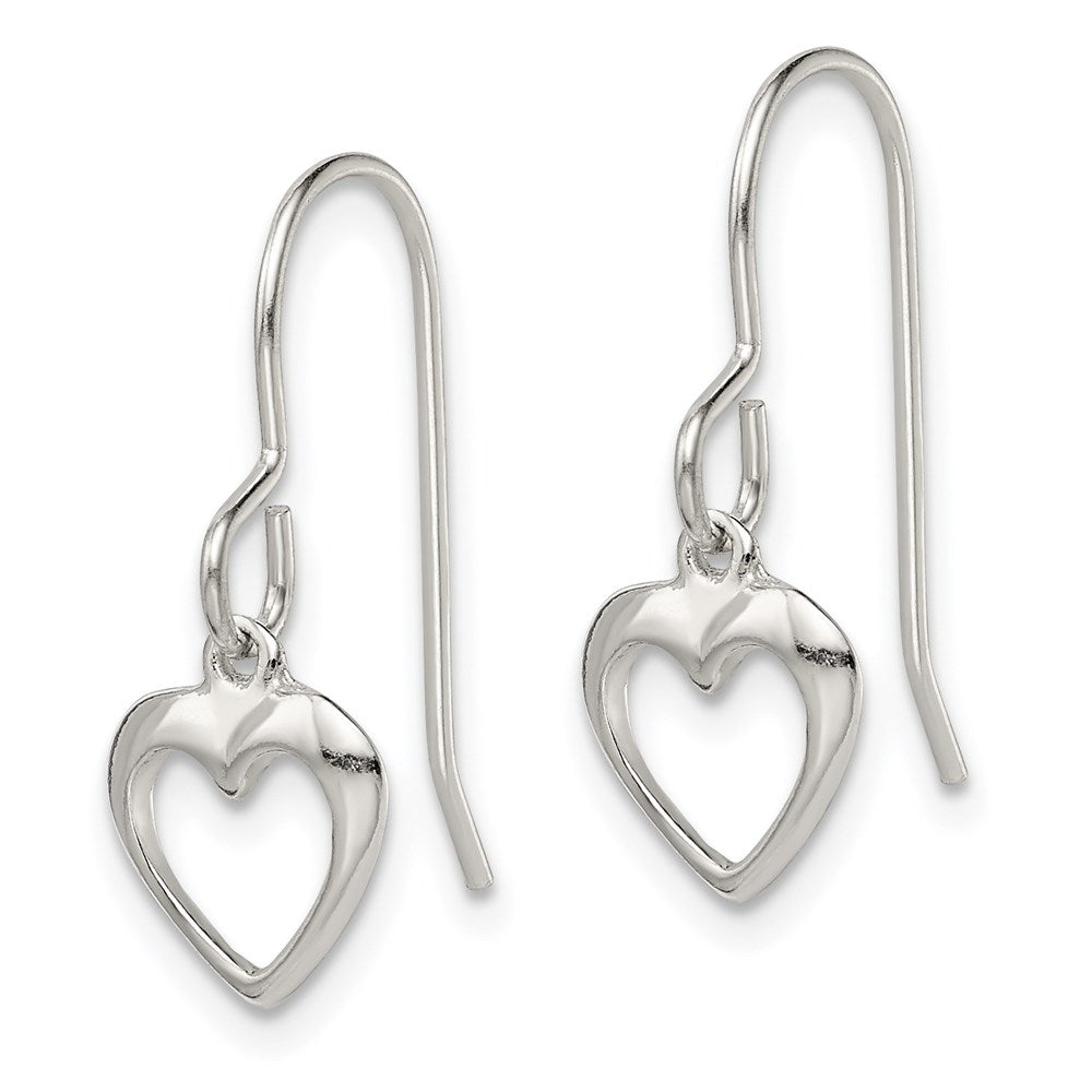 QE8739 Sterling Silver Heart Dangle Shepherd Hook Earrings