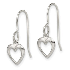 QE8739 Sterling Silver Heart Dangle Shepherd Hook Earrings