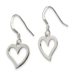 QE8750 Sterling Silver Polished Heart Dangle Earrings