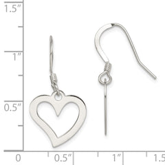 QE8750 Sterling Silver Polished Heart Dangle Earrings