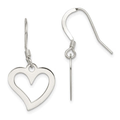 QE8750 Sterling Silver Polished Heart Dangle Earrings