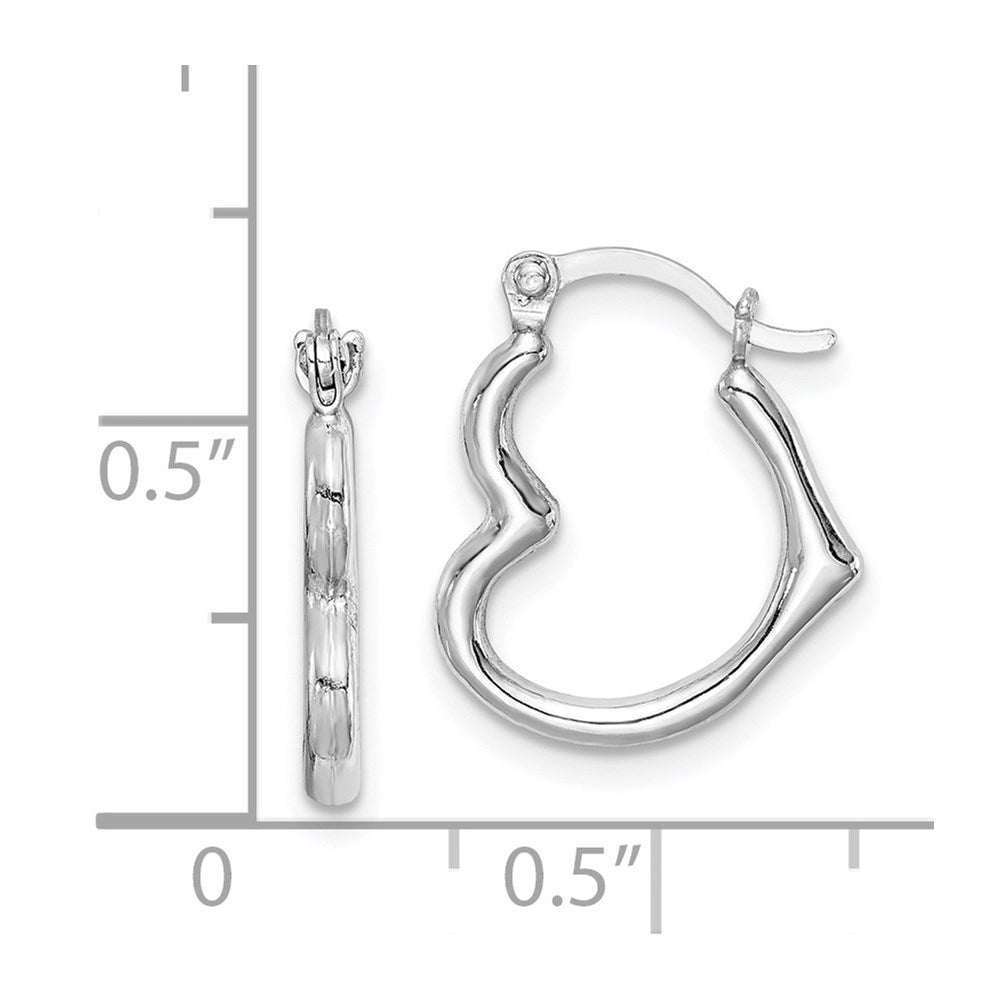 QE8757 Sterling Silver Rhodium Plated Hollow Heart Hoop Earrings
