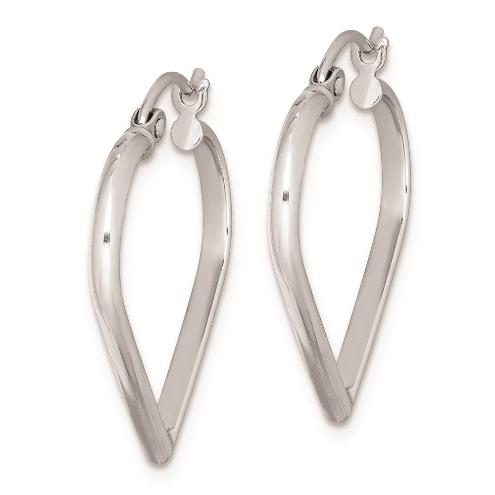 QE8762 Sterling Silver Rhodium Plated Heart Hoop Earrings