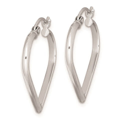 QE8762 Sterling Silver Rhodium Plated Heart Hoop Earrings