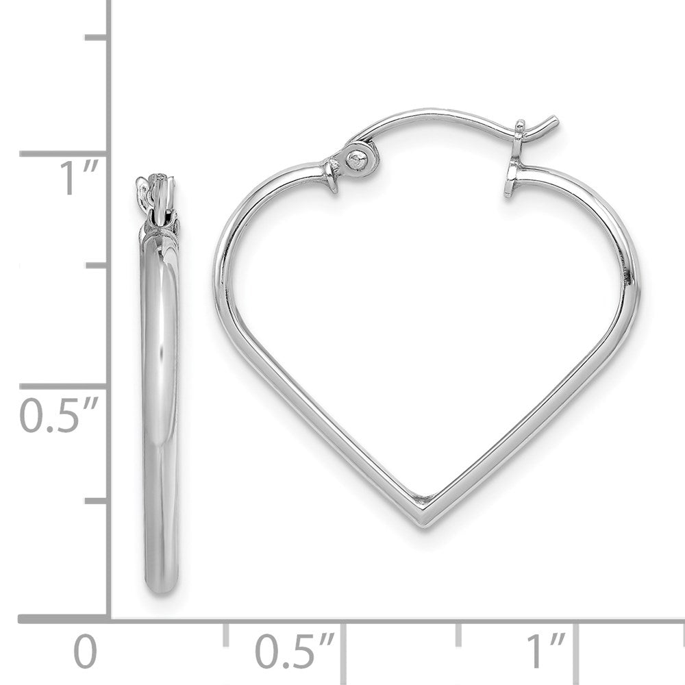 QE8762 Sterling Silver Rhodium Plated Heart Hoop Earrings