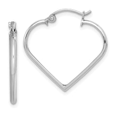 QE8762 Sterling Silver Rhodium Plated Heart Hoop Earrings