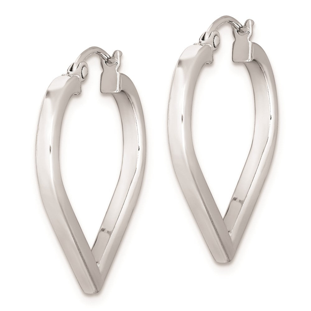 QE8767 Sterling Silver Rhodium Plated Heart Hoop Earrings