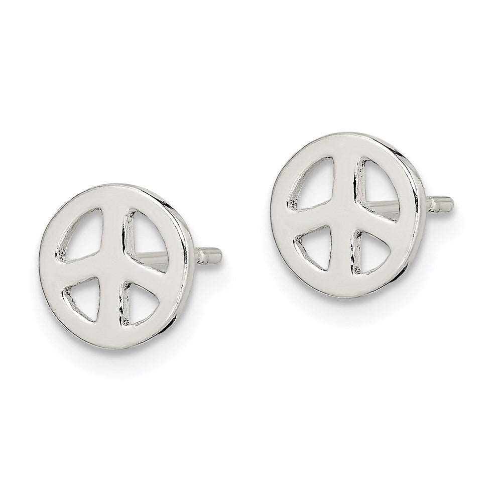QE8785 Sterling Silver Peace Sign Post Earrings