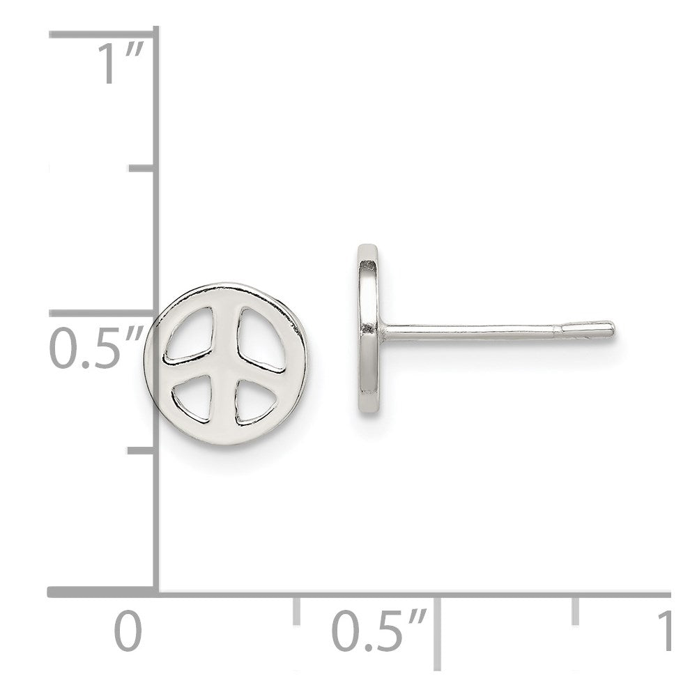 QE8785 Sterling Silver Peace Sign Post Earrings