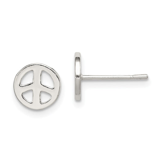 QE8785 Sterling Silver Peace Sign Post Earrings