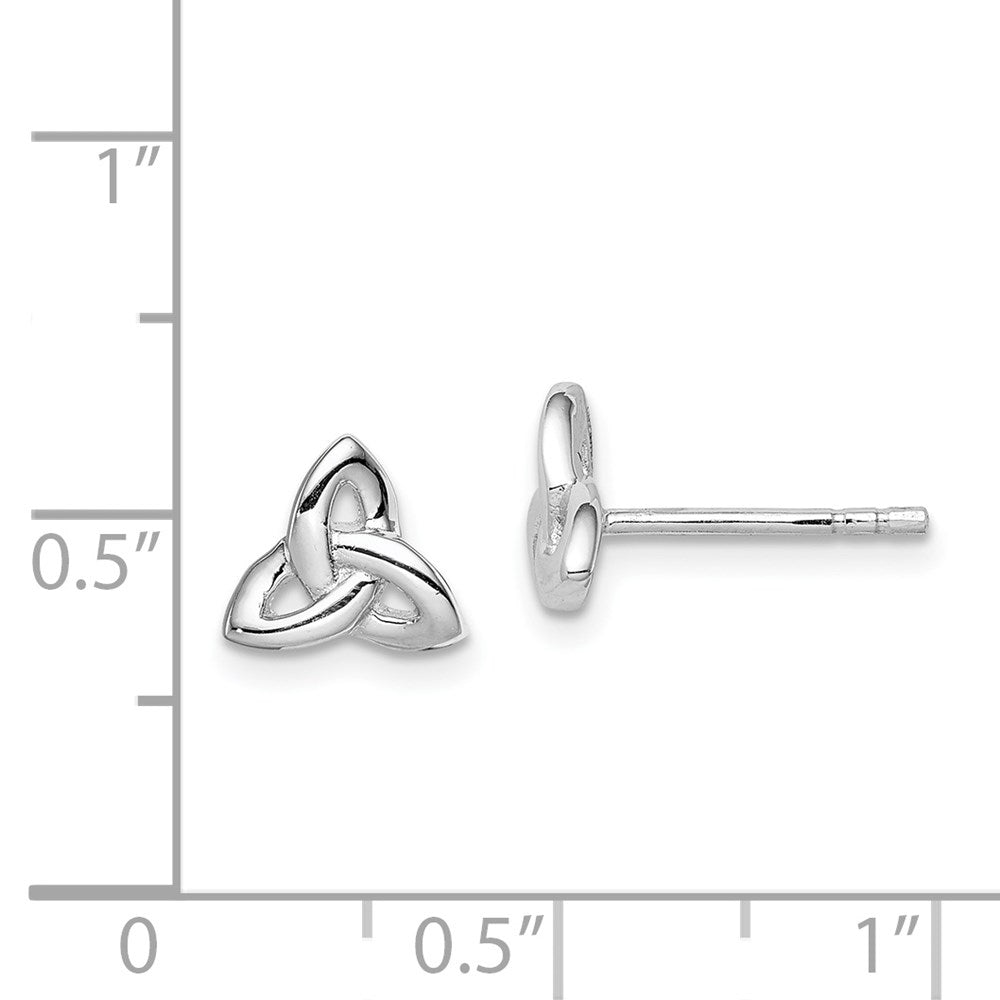 QE8787 Sterling Silver Rhodium-plated Trinity Symbol Post Earrings