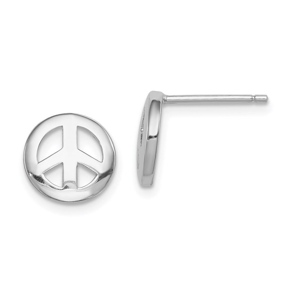 QE8788 Sterling Silver Rhodium-plated Polished Peace Sign Post Earrings