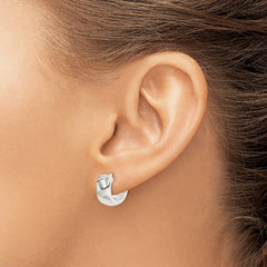 QE879 Sterling Silver Rhodium-plated Hinged Hoop Earrings