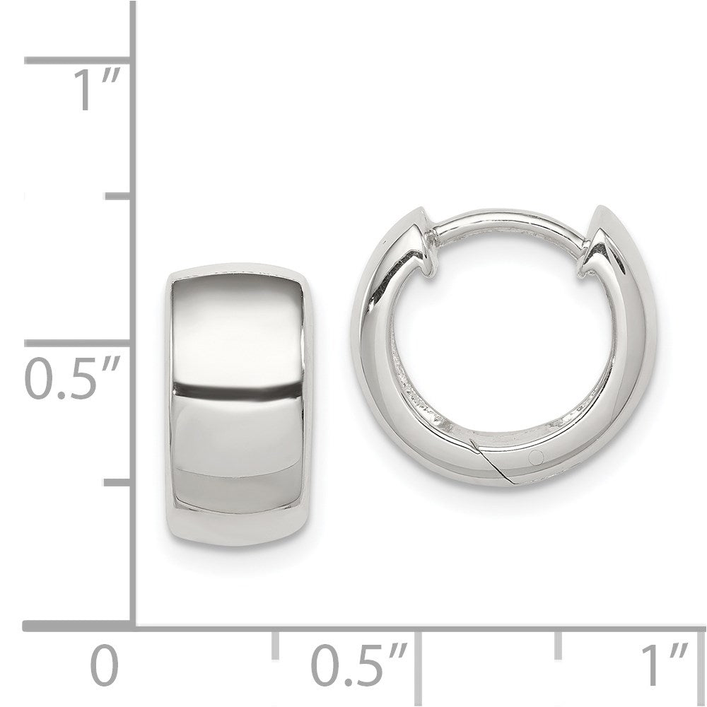 QE879 Sterling Silver Rhodium-plated Hinged Hoop Earrings