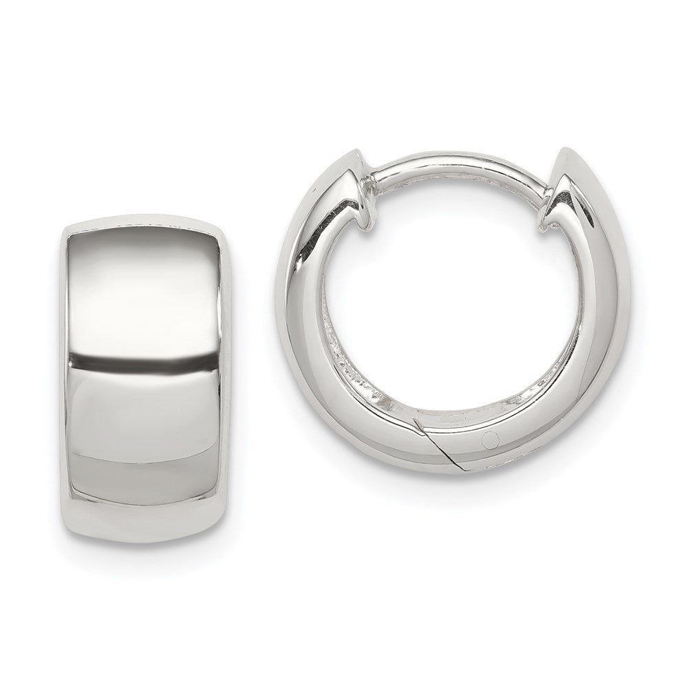 QE879 Sterling Silver Rhodium-plated Hinged Hoop Earrings