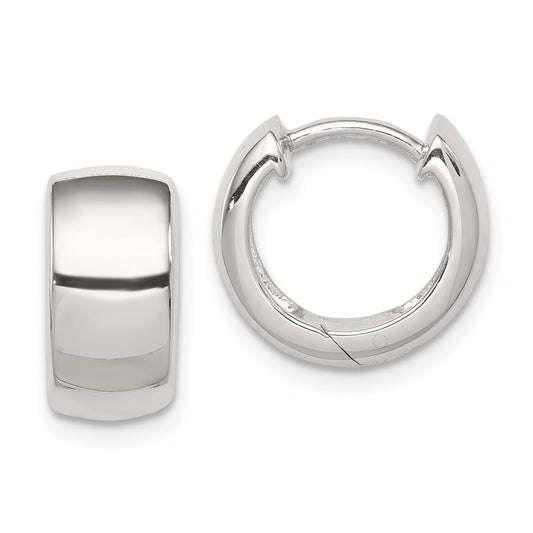 QE879 Sterling Silver Rhodium-plated Hinged Hoop Earrings