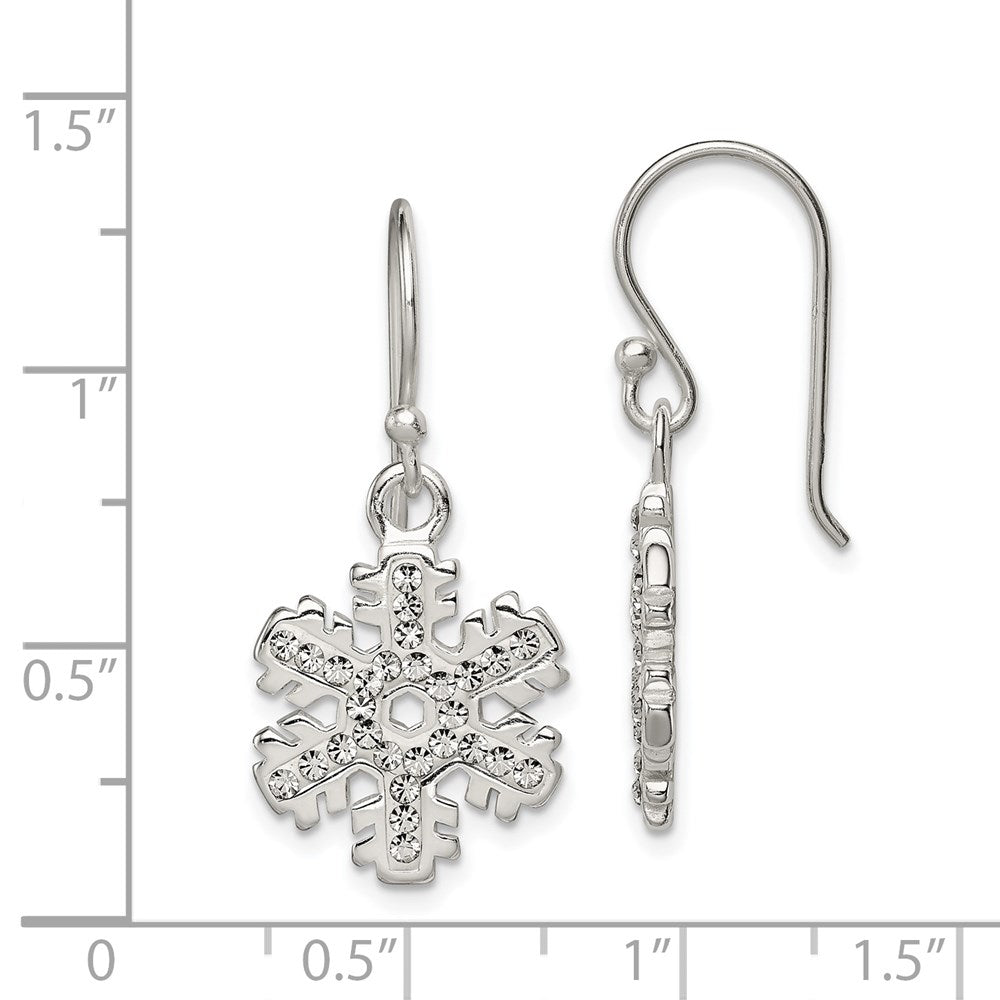QE8811 Sterling Silver Stellux Crystal Snowflake Shepherd Hook Earrings