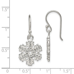 QE8811 Sterling Silver Stellux Crystal Snowflake Shepherd Hook Earrings