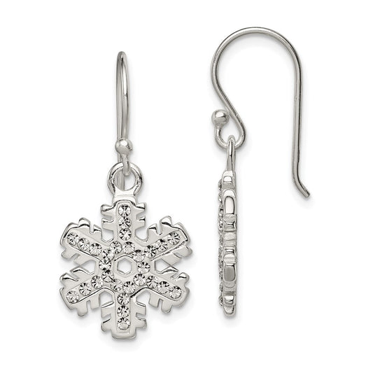 QE8811 Sterling Silver Stellux Crystal Snowflake Shepherd Hook Earrings