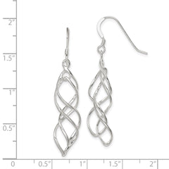 QE8824 Sterling Silver Polished & Twisted Intertwined Dangle Earrings