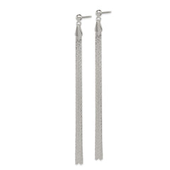 QE8831 Sterling Silver Polished Fancy Long Linear Post Dangle Earrings