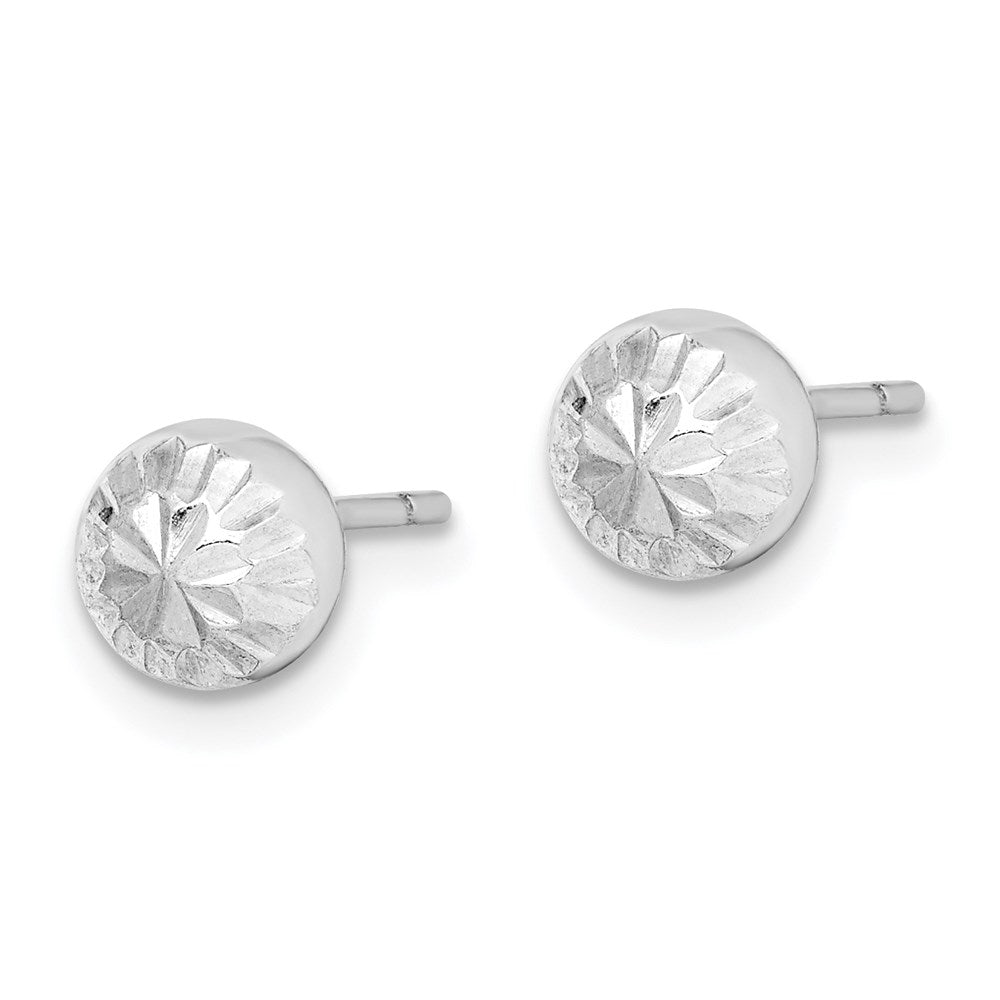 QE8837 Sterling Silver Rhod-plated Diamond Cut 6mm Ball Post Earrings