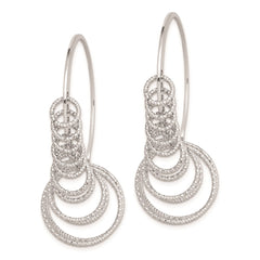 QE8899 Sterling Silver Rhodium-plated D/C Graduated Circle Dangle Hoop Earrings