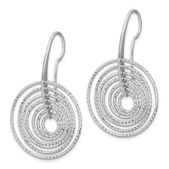 QE8900 Sterling Silver Rhodium-plated D/C Concentric Circles Dangle Earrings