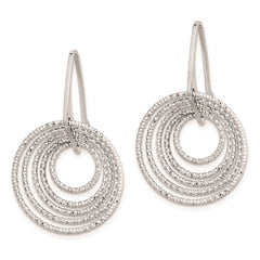 QE8902 Sterling Silver Rhodium-plated D/C Circles Dangle Earrings