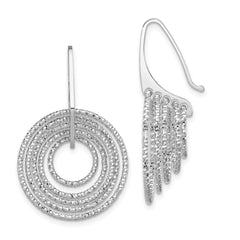 QE8902 Sterling Silver Rhodium-plated D/C Circles Dangle Earrings