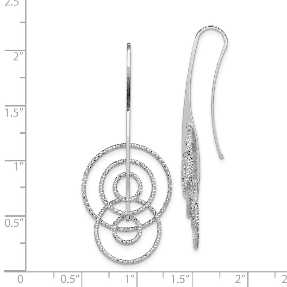 QE8904 Sterling Silver Rhodium Plated D/C Circles Dangle Earrings